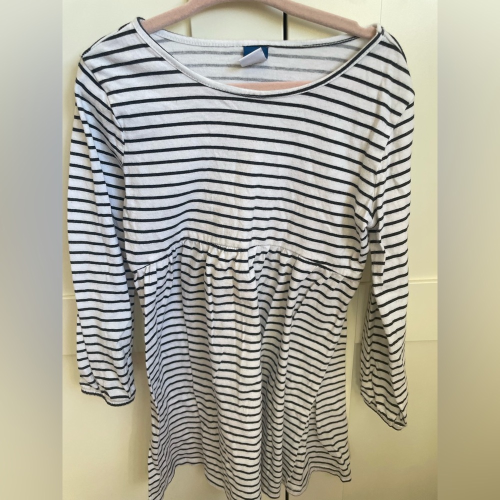 5t black and white stripe shirt dress